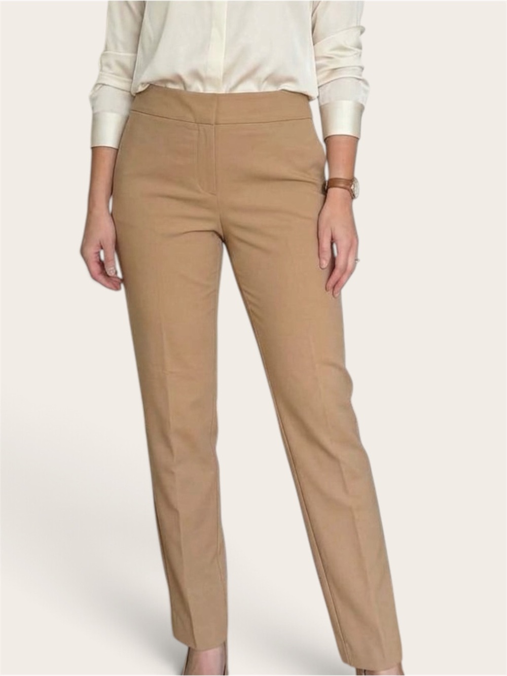 NWT Ivanka Trump Slim Straight Tailored Trousers - Tan